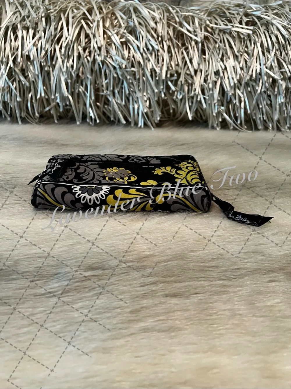 VERA BRADLEY Baroque 2008 Long Turnlock Wallet Black Yellow Y2K